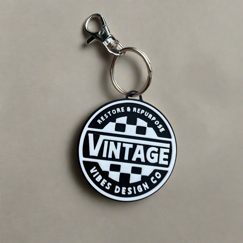 Vintage Vibes 3D Printed Keychain