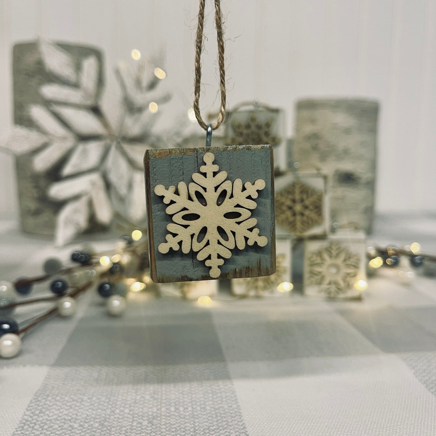 Wood Snowflake Christmas Ornaments