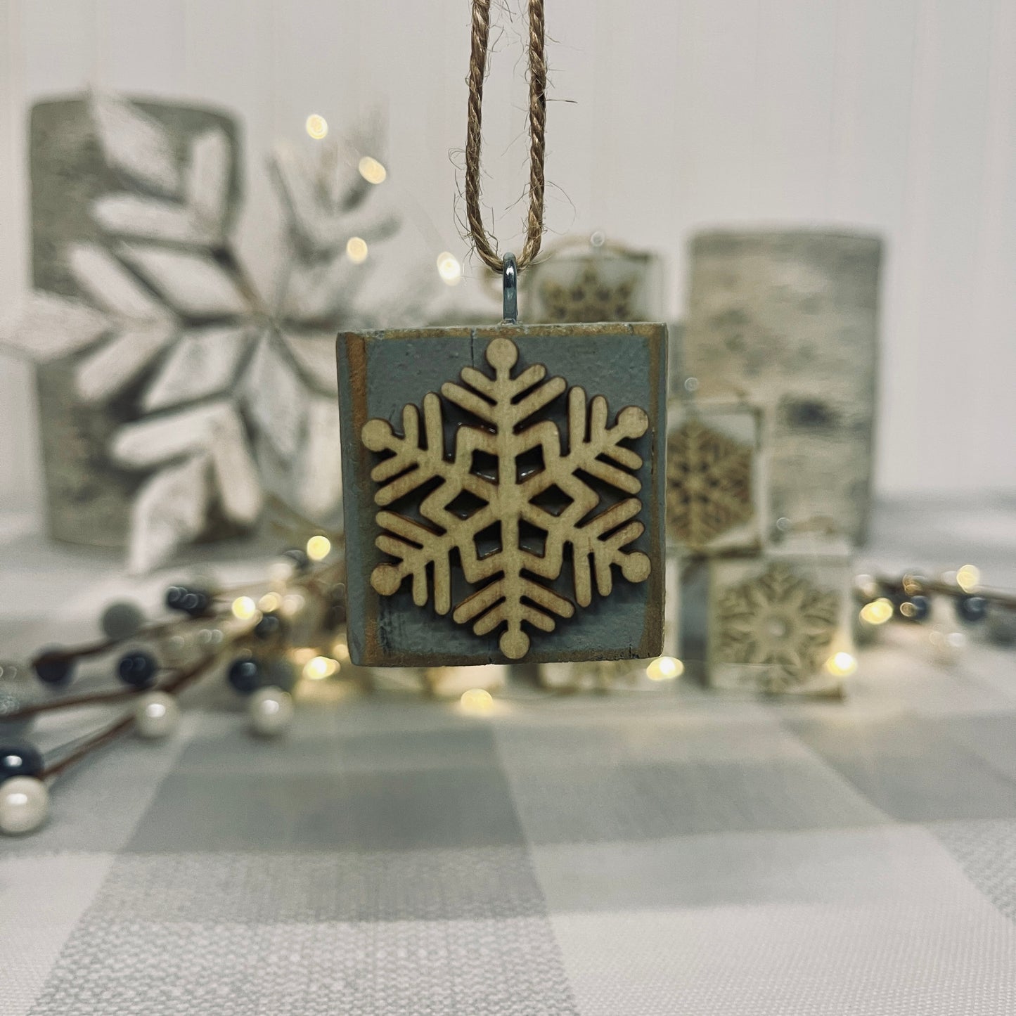 Wood Snowflake Christmas Ornaments