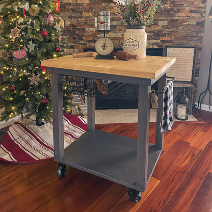 Butcher Block Rolling Kitchen Island