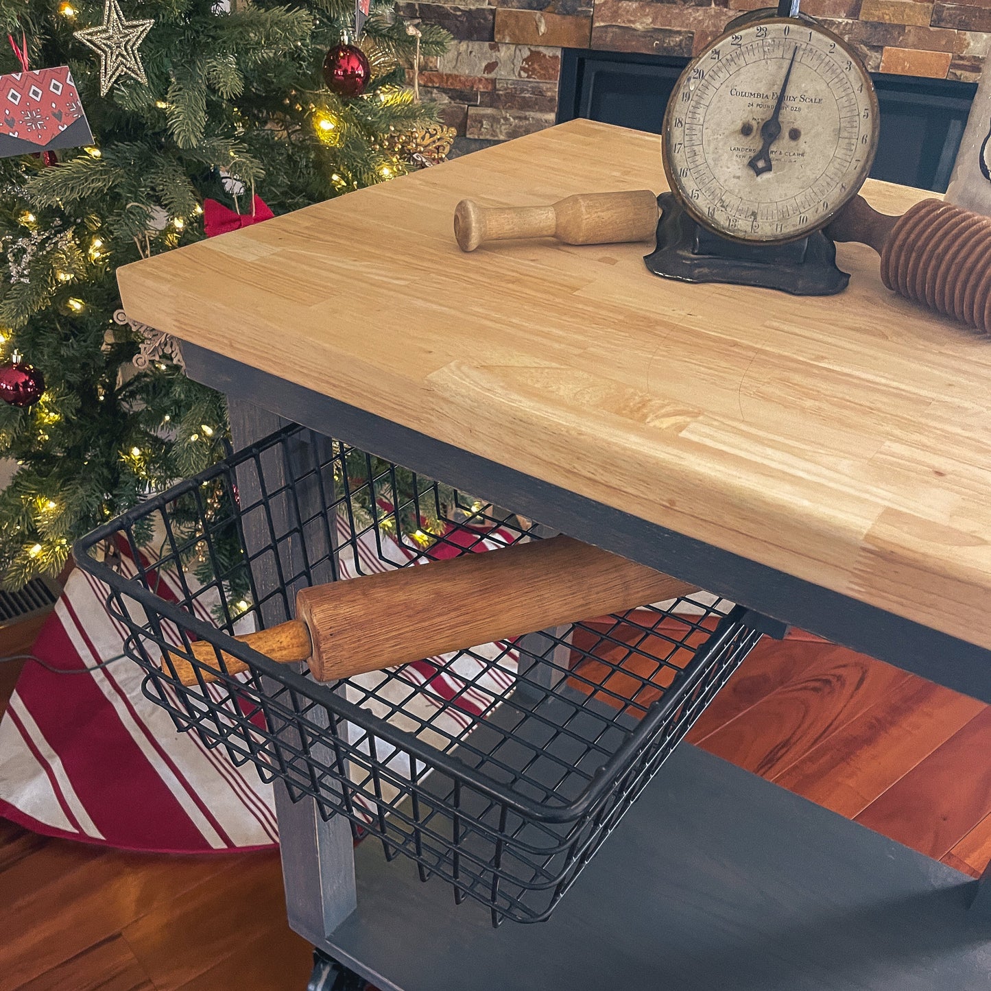 Butcher Block Rolling Kitchen Island