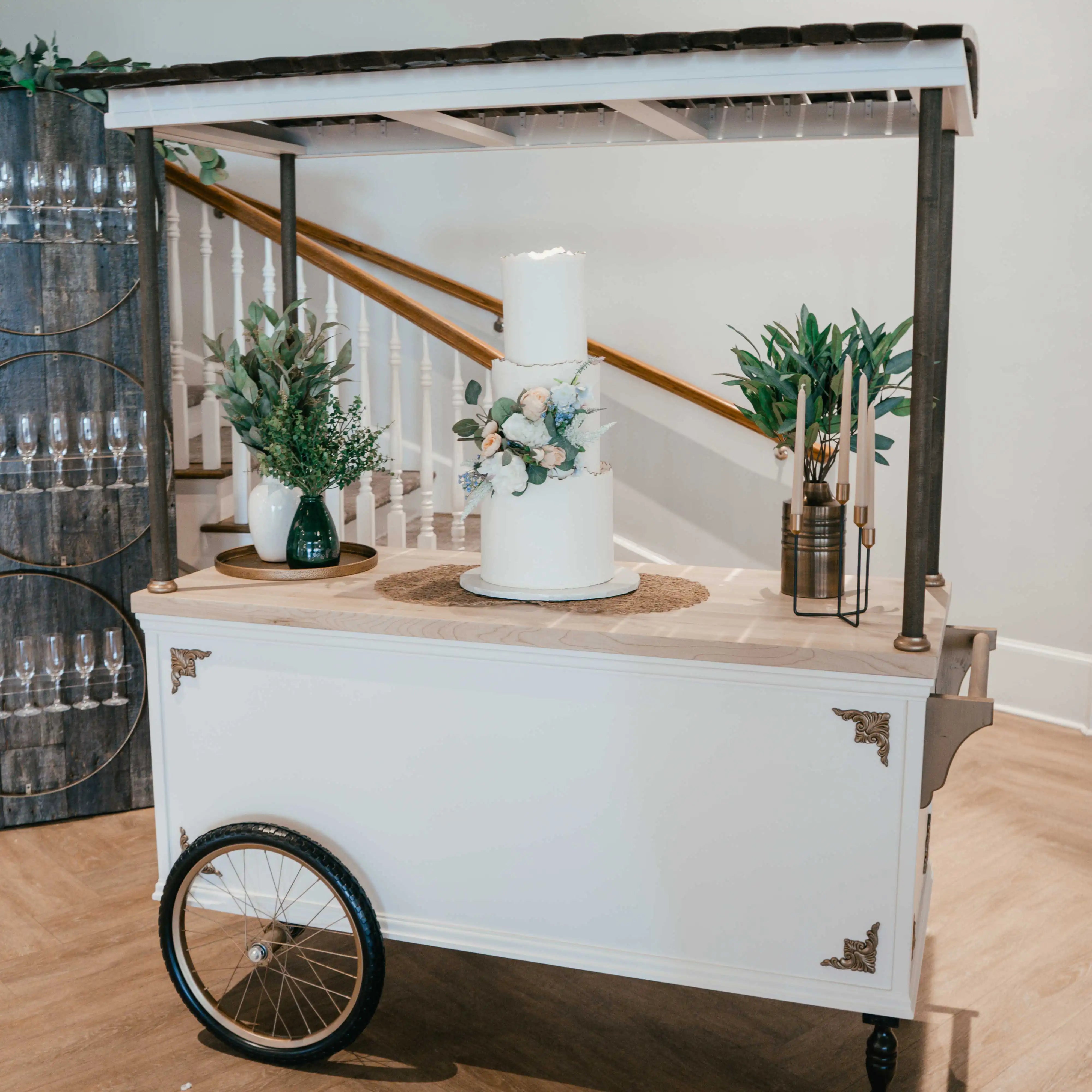 Barrel Stave Serving Display Cart
