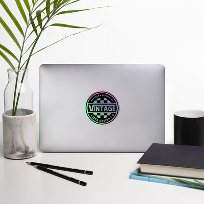 Vintage Vibes Checkered Logo Holographic sticker