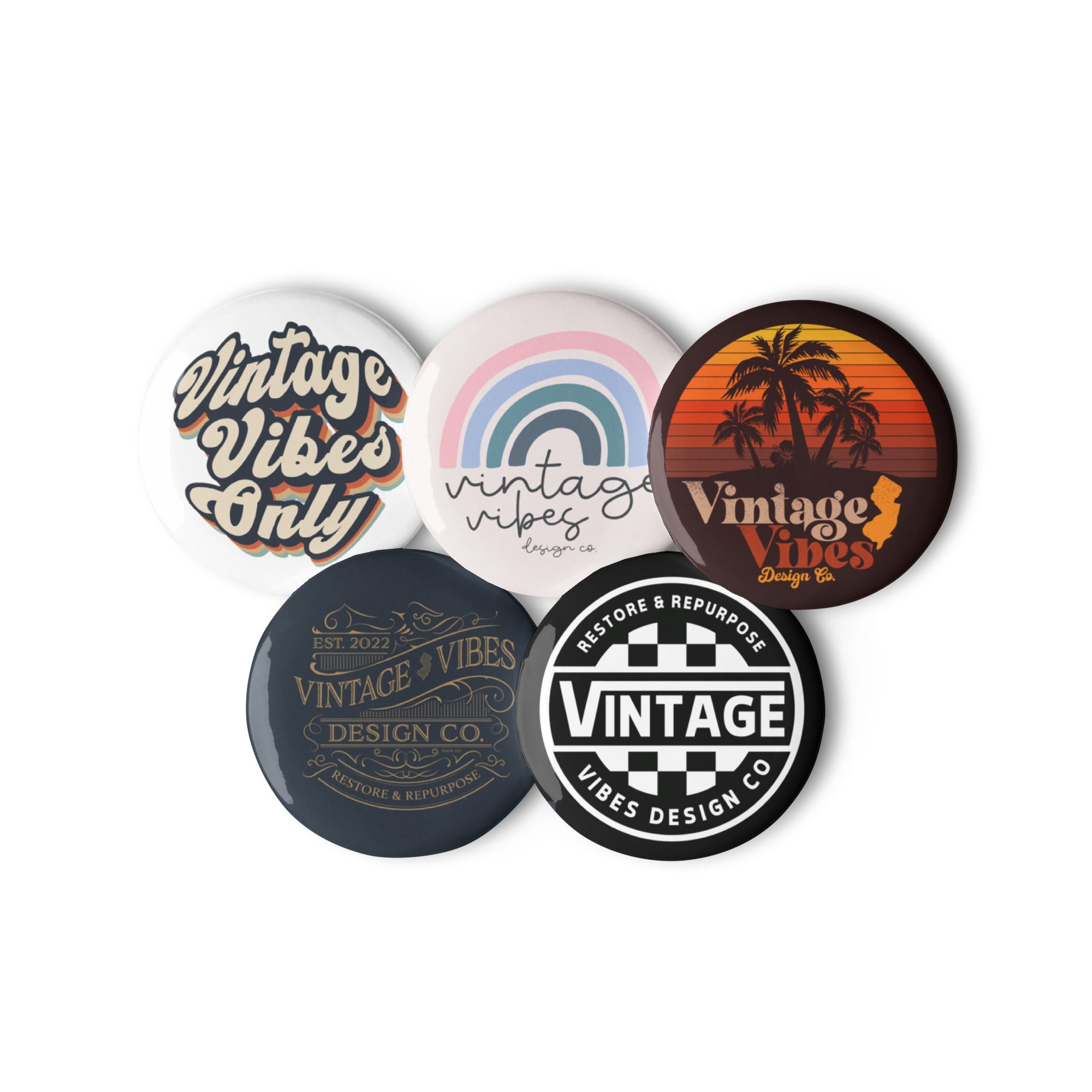 Set of (5) Vintage Vibes Pins