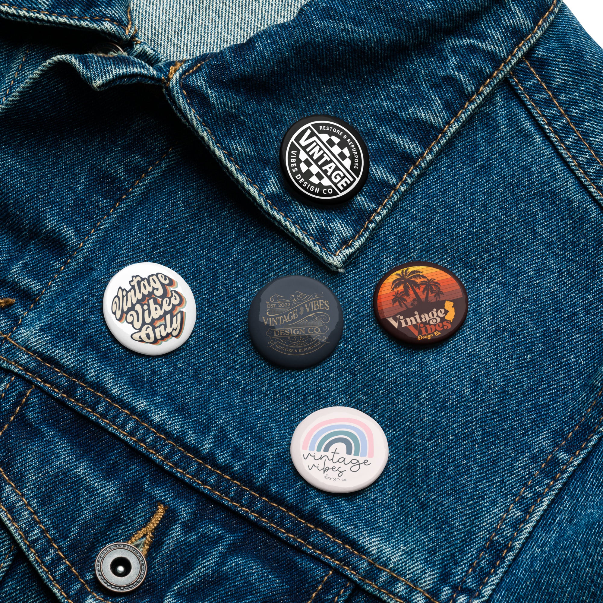 Set of (5) Vintage Vibes Pins