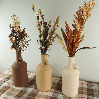 Faux Stoneware Jug Fall Floral Arrangement