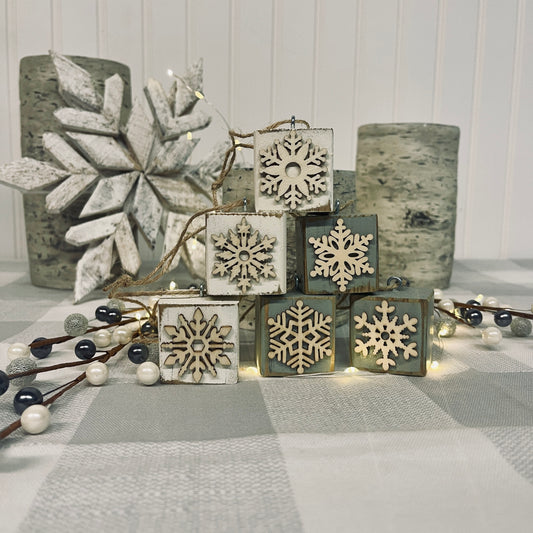 Wood Snowflake Christmas Ornaments