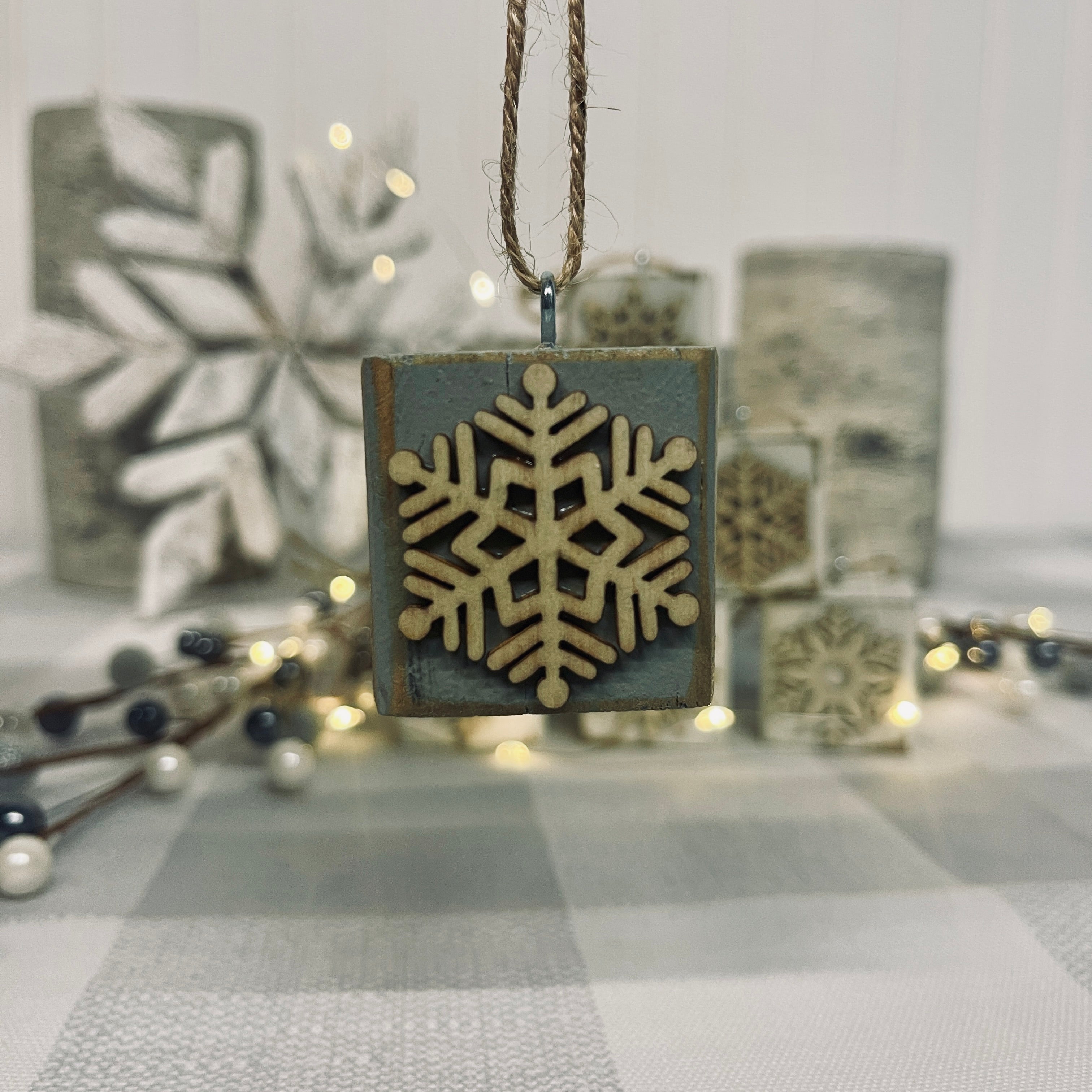 Wood Snowflake Christmas Ornaments