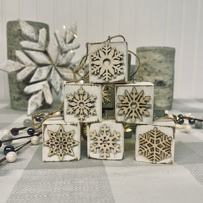 Wood Snowflake Christmas Ornaments