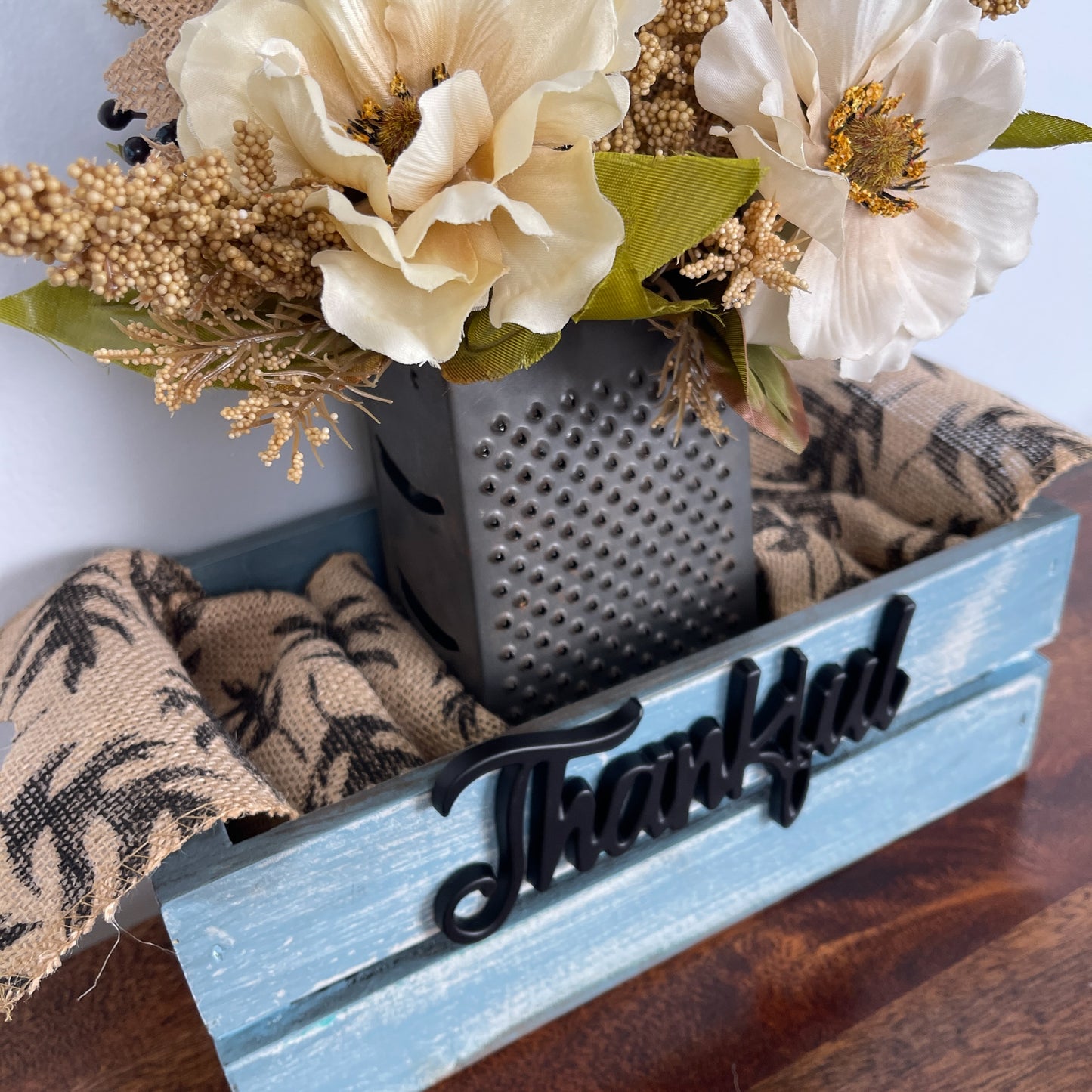 Blue Crate Flower Arrangements