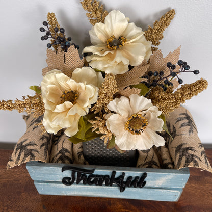 Blue Crate Flower Arrangements