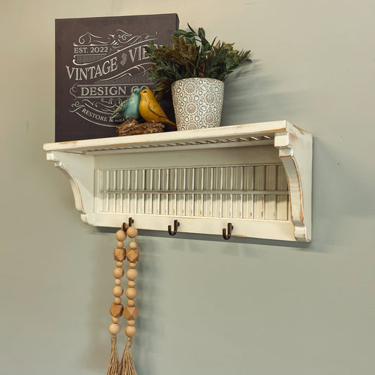 Wood Shutter Shelf with hooks